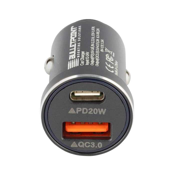 12V Cigarette Lighter Dual Socket USB-C + USB QC 3.0 Power Adapter