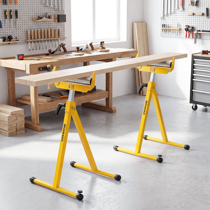 2-Pack Folding Roller Stands with Adjustable Height
