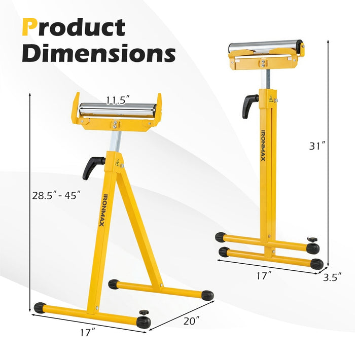 2-Pack Folding Roller Stands with Adjustable Height