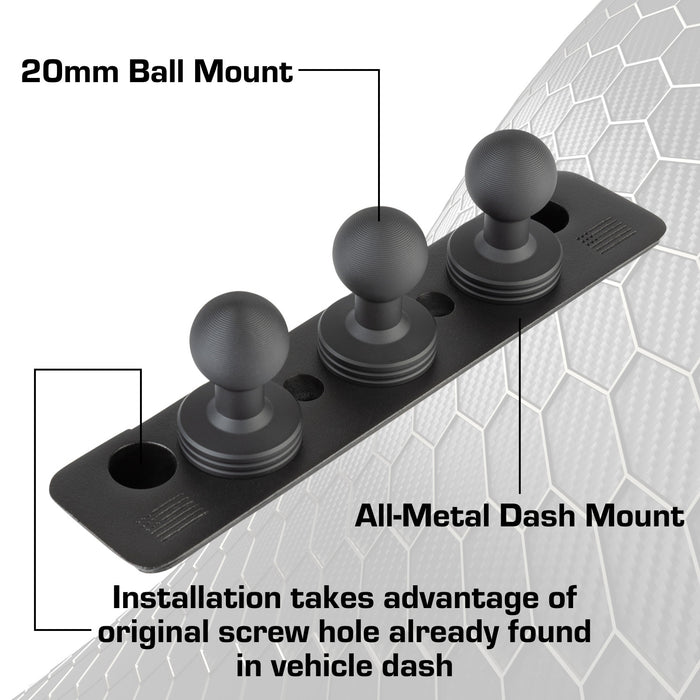 2013-2018 RAM Truck & 2019-2024 RAM 1500 Classic 20mm 3-Ball Metal Dash Mount