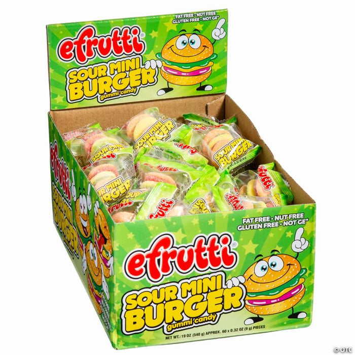 21 oz. Efrutti® Mini Burger Sour Gummy Candy – 60 Pc. - Soft & Chewy Candy OTC wholesale supplier A1 main
