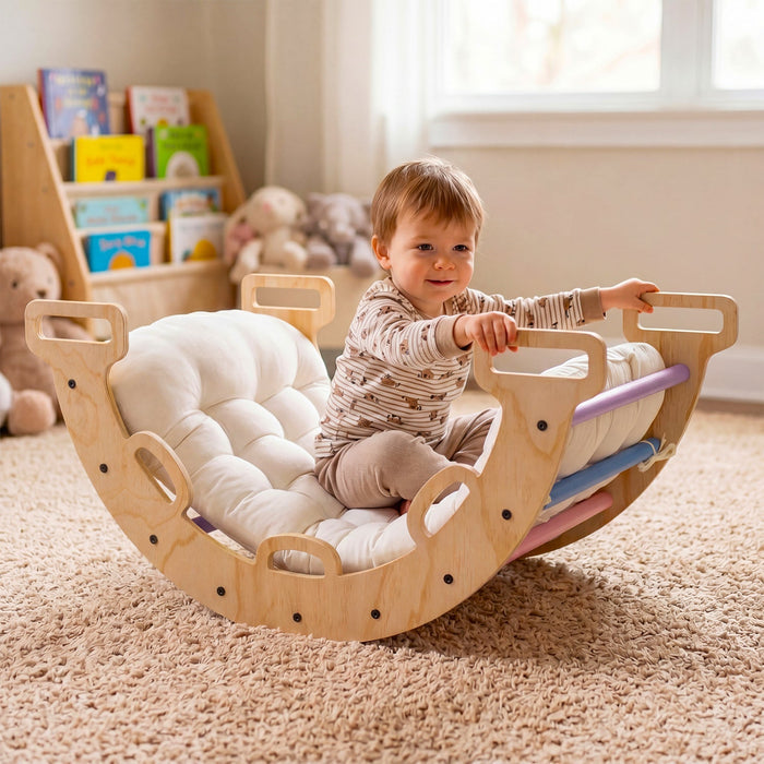 3-in-1 Montessori Wooden Climbing Arch with Cushion