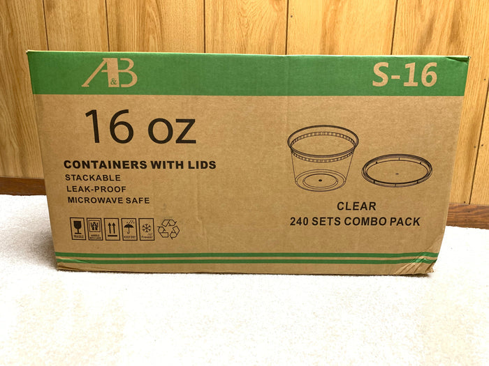 A&B 16oz containers with lids 240 combo pack - My Store wholesale supplier A1 main