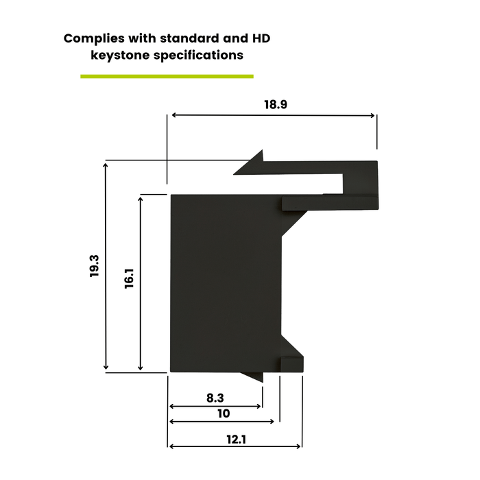 Blank Keystone Insert, Black, Dimensions