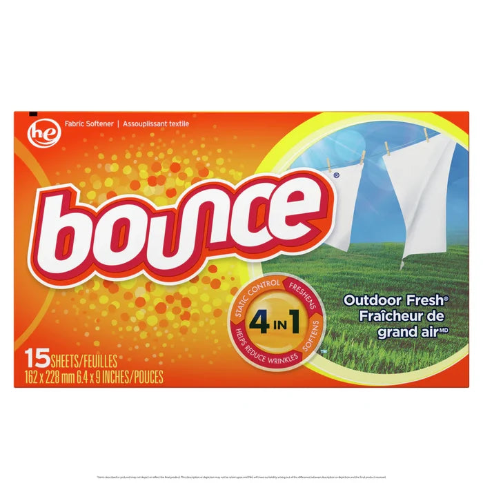 Bounce Outdoor Fresh Scented Fabric Softener Dryer Sheets - 15ct/15pk - A1 WHOLESALE LLC wholesale supplier A1 main
