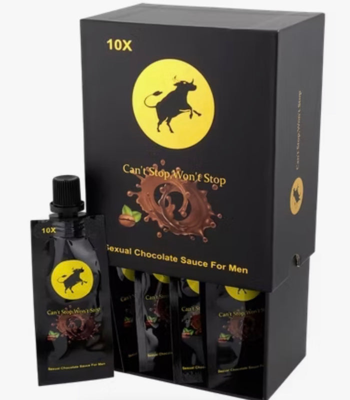 Can’t Stop Won’t Stop Sexual Chocolate Sauce for Men, (10 Sachets, 15g Each) | Case of 12 Boxes - Chocolate Black Bull wholesale supplier A1 main