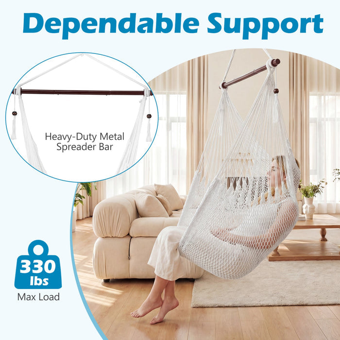 Caribbean Rope Hammock Chair with Metal Spreader Bar