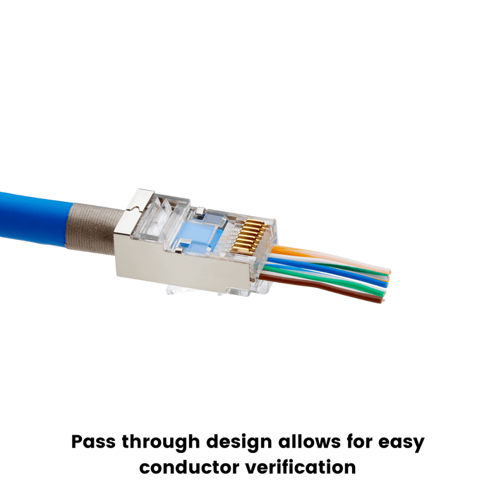 Cat5e Pass Through RJ45 Connectors | Shielded | 20pc | Pass Through Design
