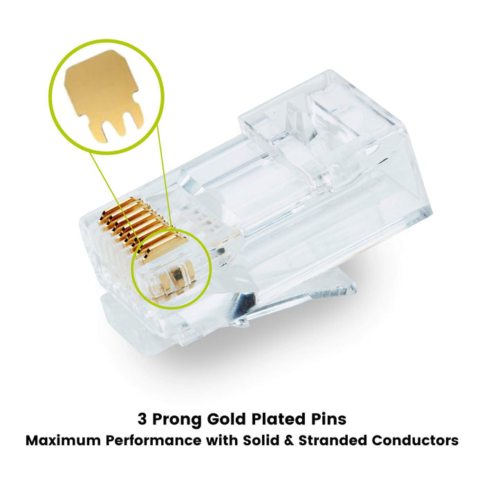 Cat5e Pass Through RJ45 Connectors | Unshielded | 10pc | Side
