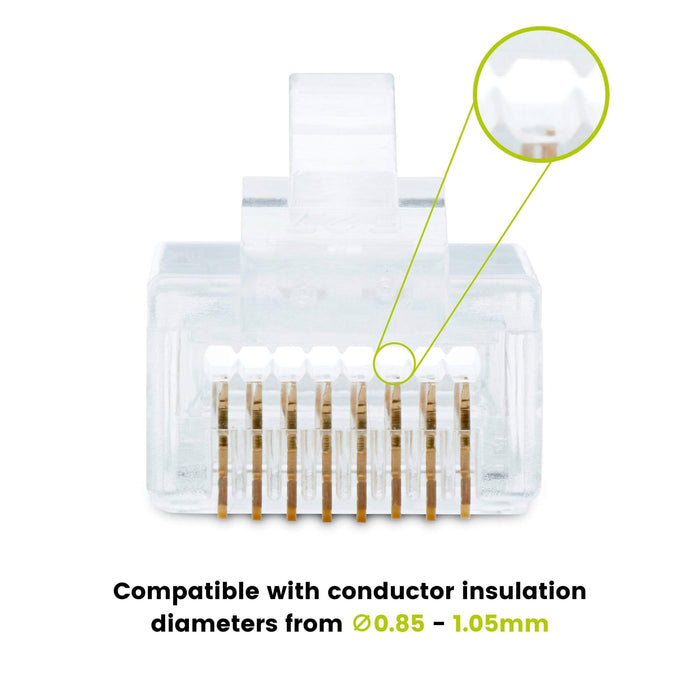 Cat5e Pass Through RJ45 Connectors | Unshielded | 10pc | Front