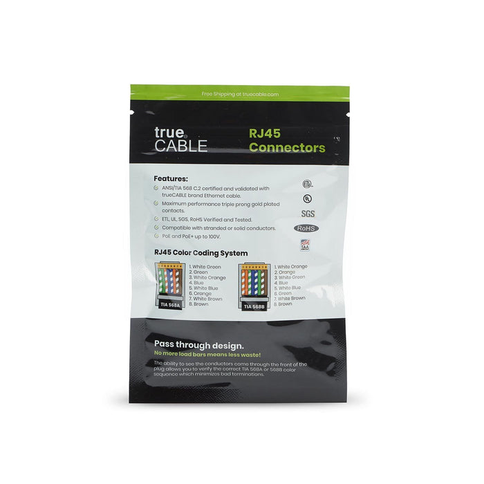Cat5e Pass Through RJ45 Connectors | Unshielded | 10pc | Back