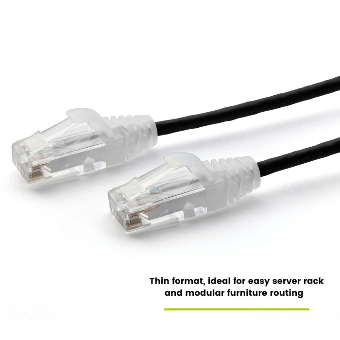 Cat6 28AWG Ethernet Patch Cable - Unshielded - Black - 6in - ideal for server rack and modular furniture