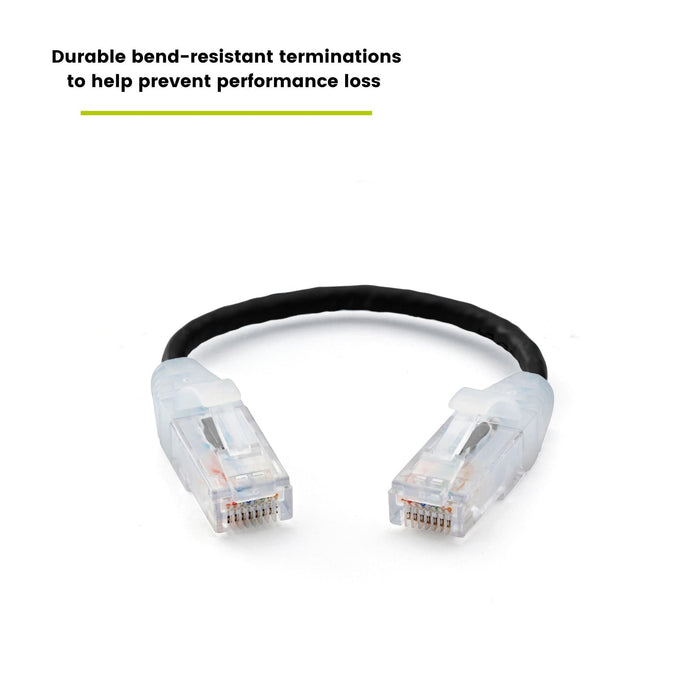 Cat6 28AWG Ethernet Patch Cable - Unshielded - Black - 6in - bend-resistant