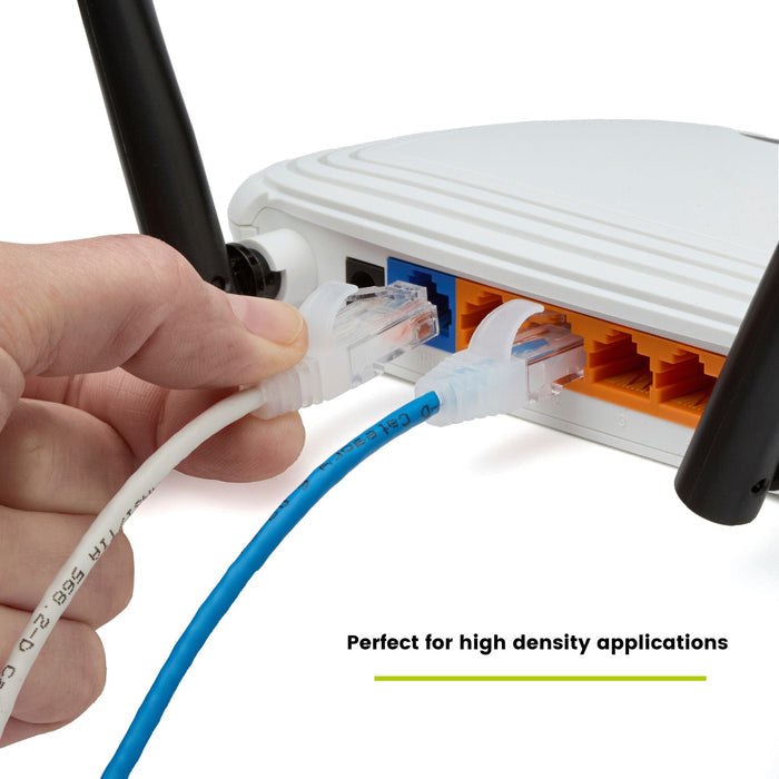 Cat6 28AWG Ethernet Patch Cable - Unshielded - Blue - 6in - router in use