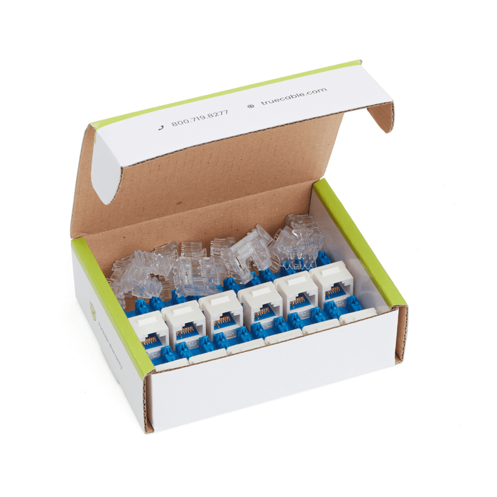 Cat6 Punch Down Keystone Jack | Unshielded | 12pc | Box Contents | White