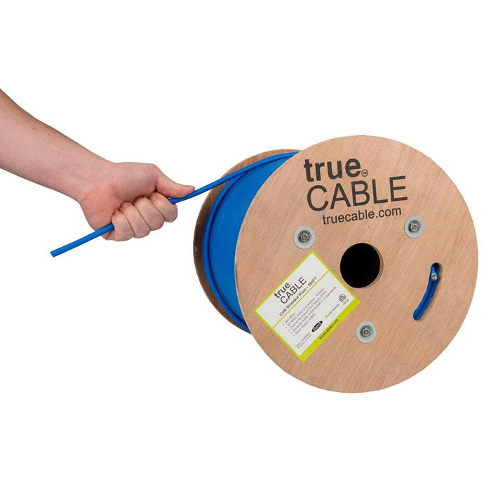 Cat6 Shielded Riser Ethernet Cable Blue 500ft trueCABLE Reel Label