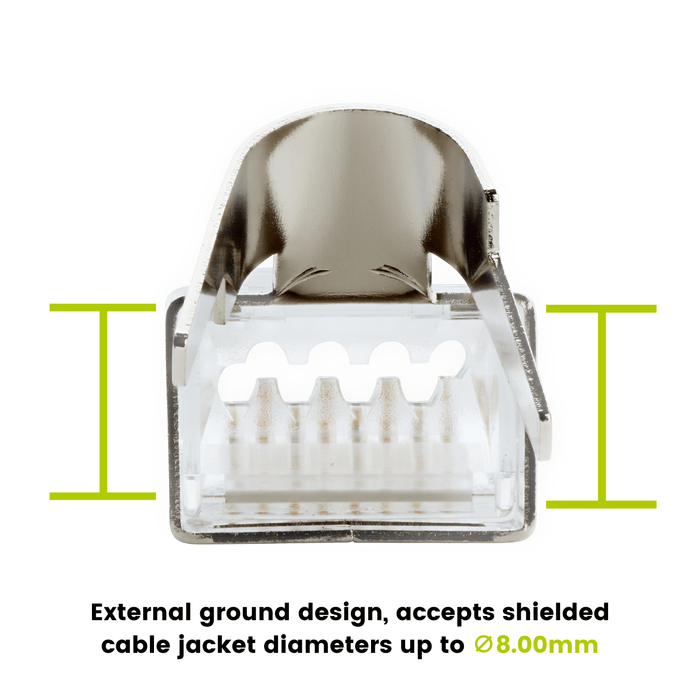 Cat6-6A Pass Through RJ45 Connectors | Shielded | 10pc | External Ground