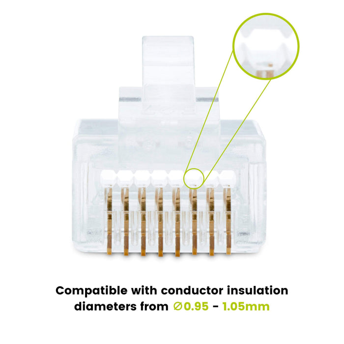 Cat6/6A Pass Through RJ45 Connectors | Unshielded | 20pc | Front