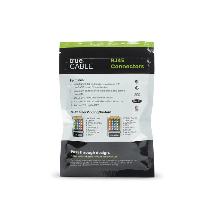 Cat6/6A Pass Through RJ45 Connectors | Unshielded | 20pc | Back