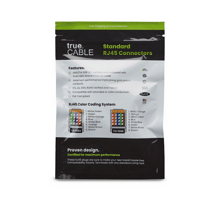 Cat6 Cat6A Standard RJ45 Connectors | Unshielded | 10pc | Back