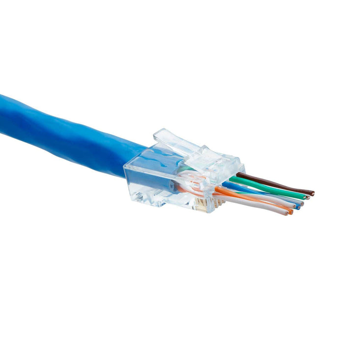 Cat6A Extra Large Pass Through RJ45 Connectors | Unshielded | 10pc | Conductors inserted