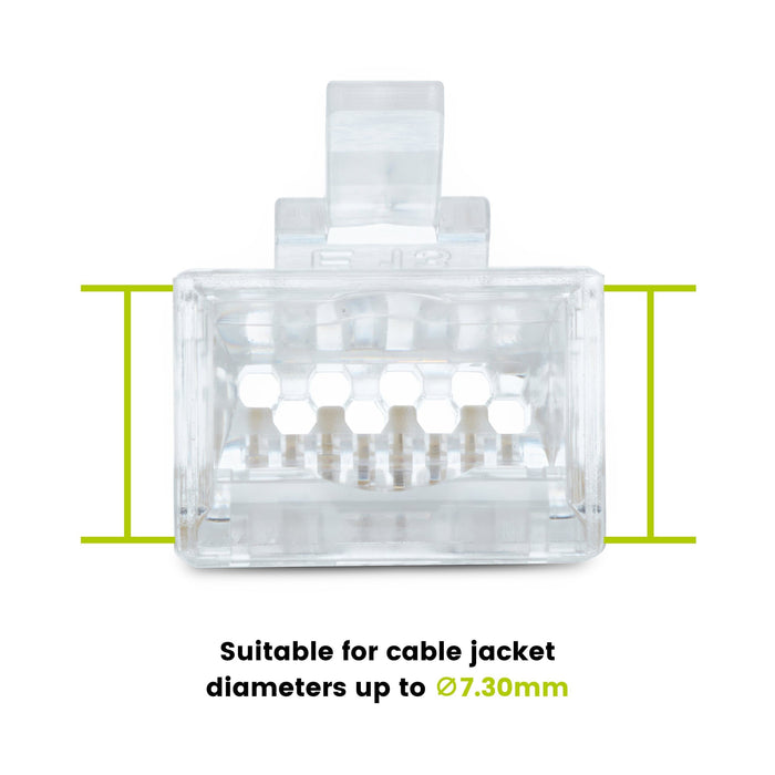 Cat6A Extra Large Pass Through RJ45 Connectors | Unshielded | 10pc | Back