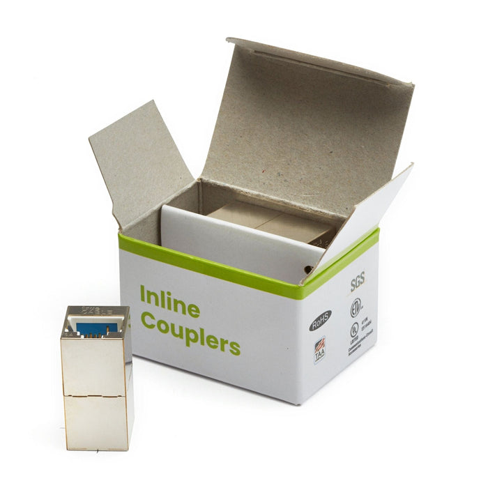 Cat6A Inline Coupler | Shielded | 2pc | open box