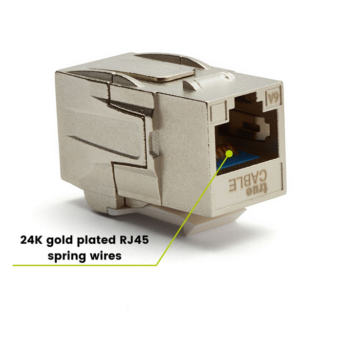 Cat6A Keystone Jack Coupler | Shielded | 2pc | 24K gold plated spring wires