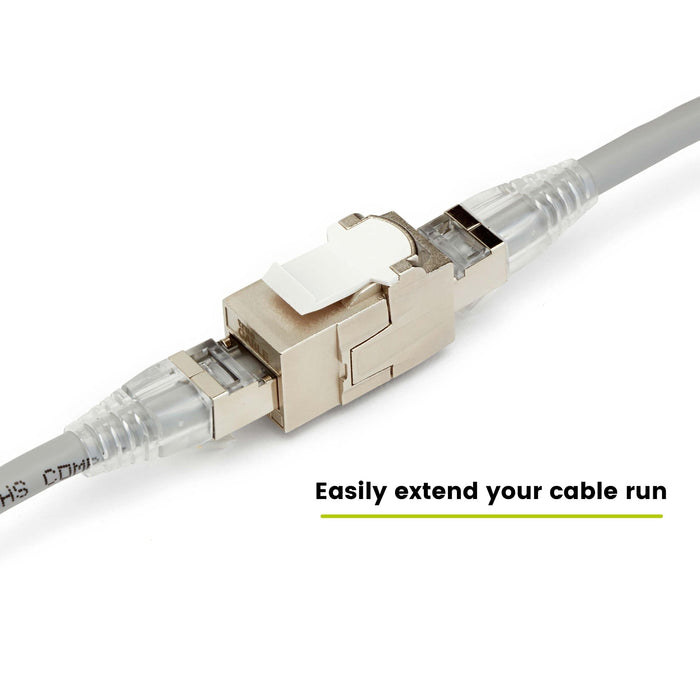 Cat6A Keystone Jack Coupler | Shielded | 2pc | extended cable run