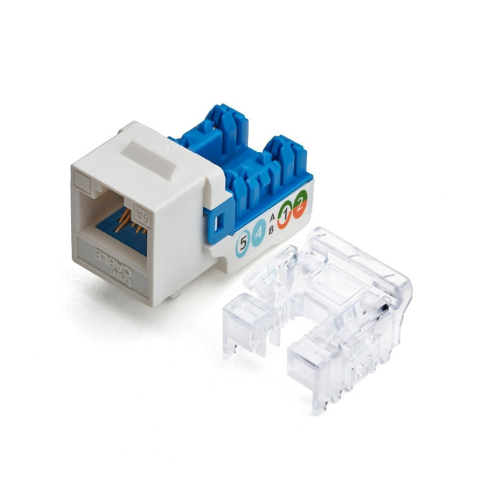 Cat6A Punch Down Keystone Jack | Unshielded | 12pc | Front |  White