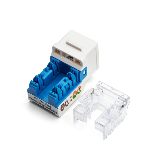 Cat6A Punch Down Keystone Jack | Unshielded | 12pc | Back | White