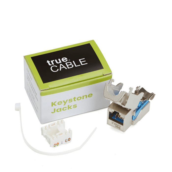 Cat6A Toolless Keystone Jack | Shielded | 2pc | Packaging | White