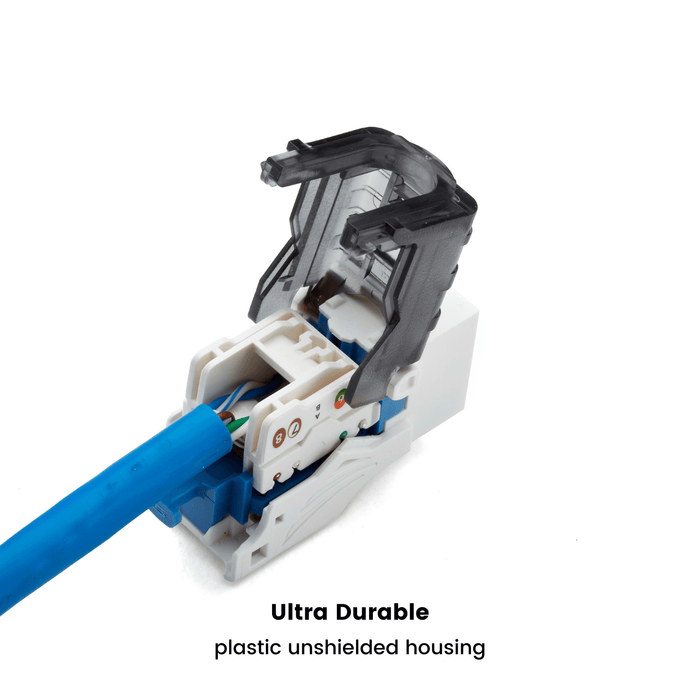 Cat6A Toolless Keystone Jack | Unshielded | 2pc | White
