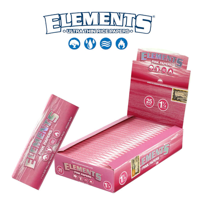 Elements Rolling Paper PINK 1 1/4 - 25ct - Rolling Papers Elements wholesale supplier A1 main