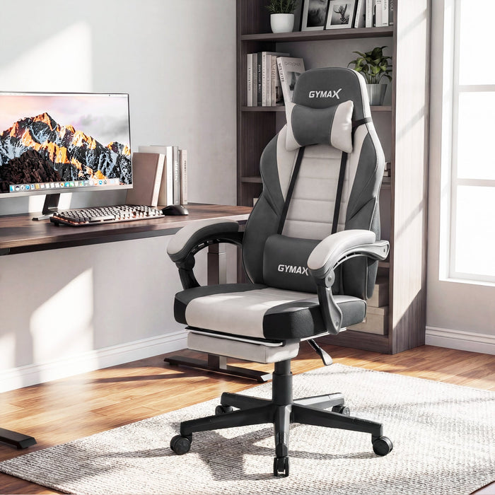 Ergonomic Gaming Chair with Retractable Footrest