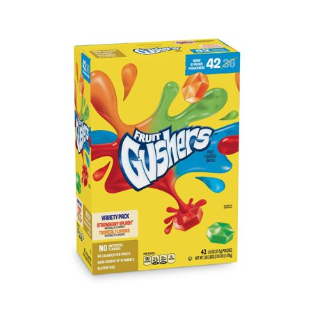 Fruit Gushers Fruit Flavored Snacks, 0.8 Oz, Assorted Flavors, Box of 42 Pouches - My Store wholesale supplier A1 main