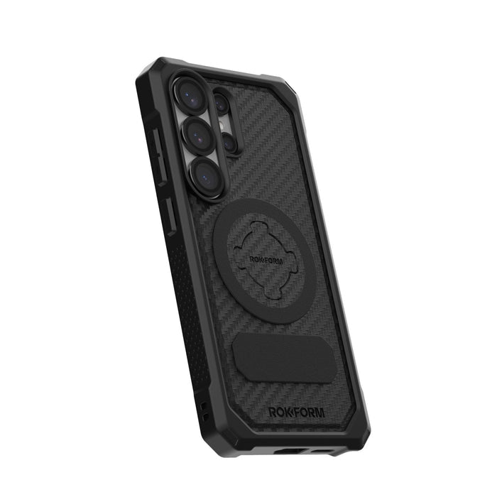 Detail shot of the S26 Camera Lens Protector installed on phone with case.