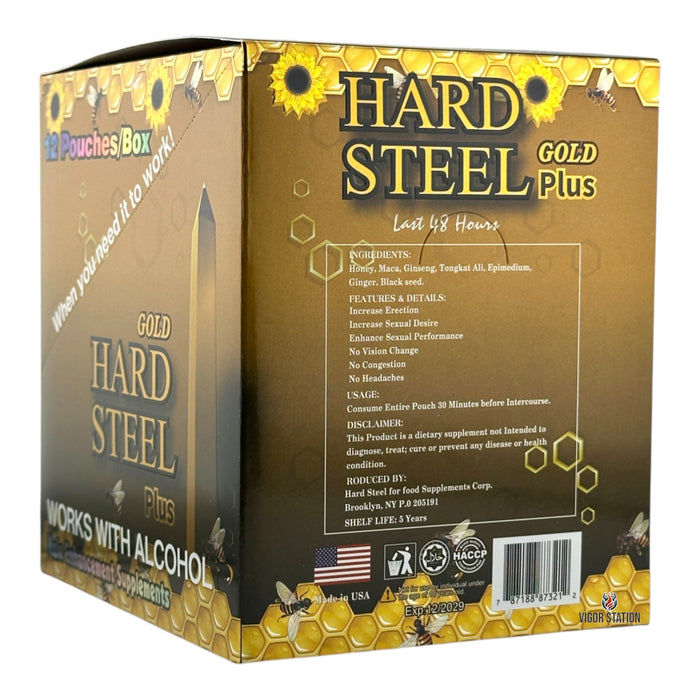 Gold Hard Steel Plus Honey – 12 Pouches - Honey Packs Hard Steel wholesale supplier A1 main