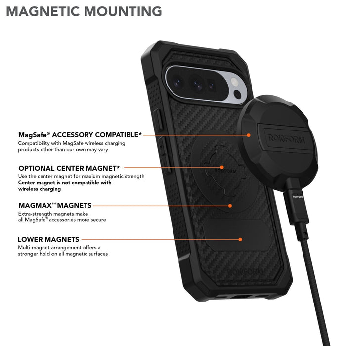 Google Pixel 10 Pro XL Rugged Case Black with Magnetic Mounting