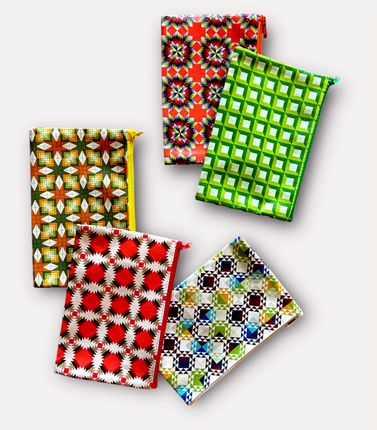Hot Blocks Pencil Pouches - Set of 5