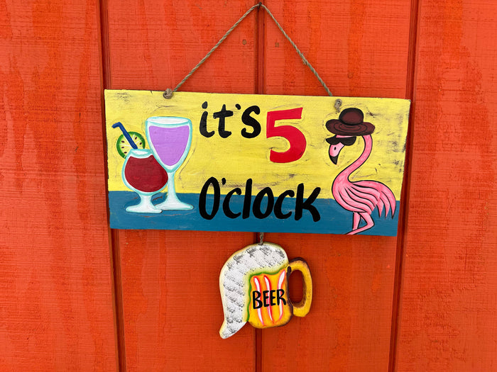 "It's 5 O'Clock" Flamingo Beer Sign