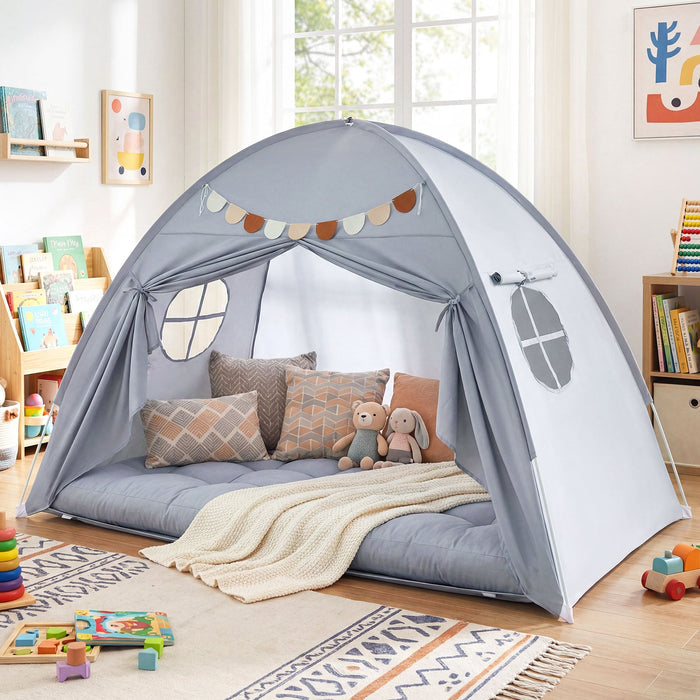 Kids Twin Size Indoor Canopy Bed Tent with 2 Windows