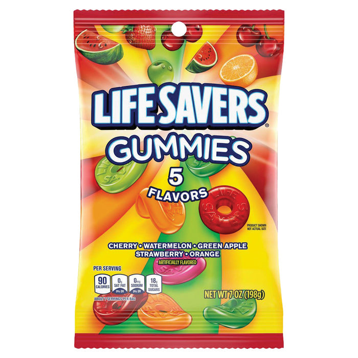 Lifesavers Gummies 7oz Bag - 5 Flavors - 12ct Box - Candy Lifesavers wholesale supplier A1 main