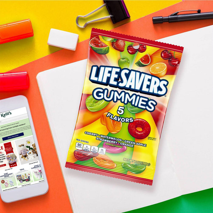 Lifesavers Gummies 7oz Bag - 5 Flavors - 12ct Box - Candy Lifesavers wholesale supplier A1 main