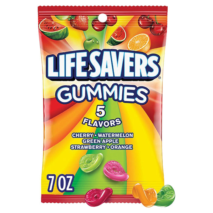 Lifesavers Gummies 7oz Bag - 5 Flavors - 12ct Box - Candy Lifesavers wholesale supplier A1 main