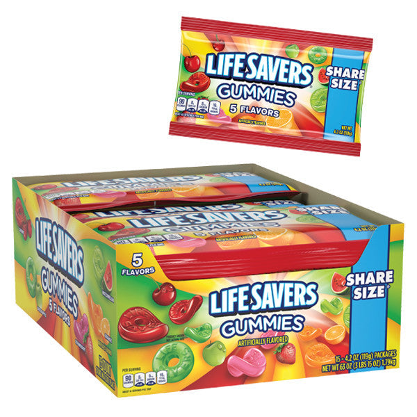 LifeSavers Gummies Share Size - 5 Flavors - 15ct Display Box - Candy Lifesavers wholesale supplier A1 main