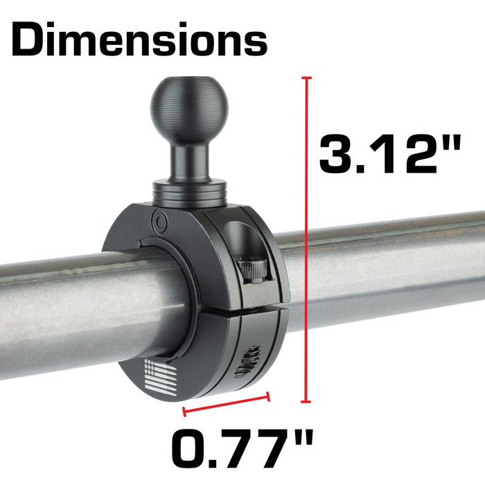 Multi-Size Chrome Bar Clamp with 20mm Ball compatible with 7/8" to 1.25" Bars