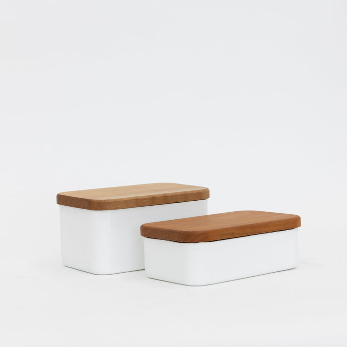 Noda Horo Enamel Butter Case with Wood Lid | Tortoise General Store