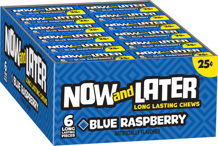 Now and Later Original Blue Raspberry Taffy Chews Candy 0.93oz (Box of 24). - My Store wholesale supplier A1 main