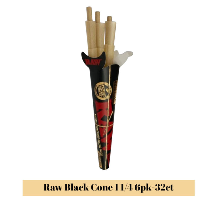 Raw Black Cone 1 1/4 6pk-32ct - Rolling Papers Raw wholesale supplier A1 main